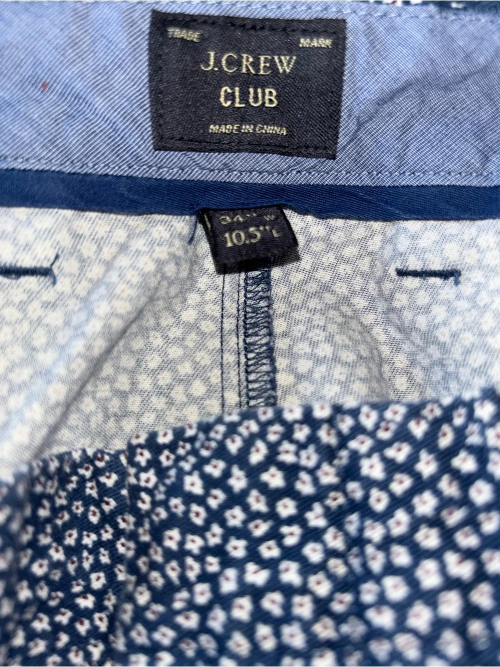 J CREW CLUB SHORTS SIZE 34